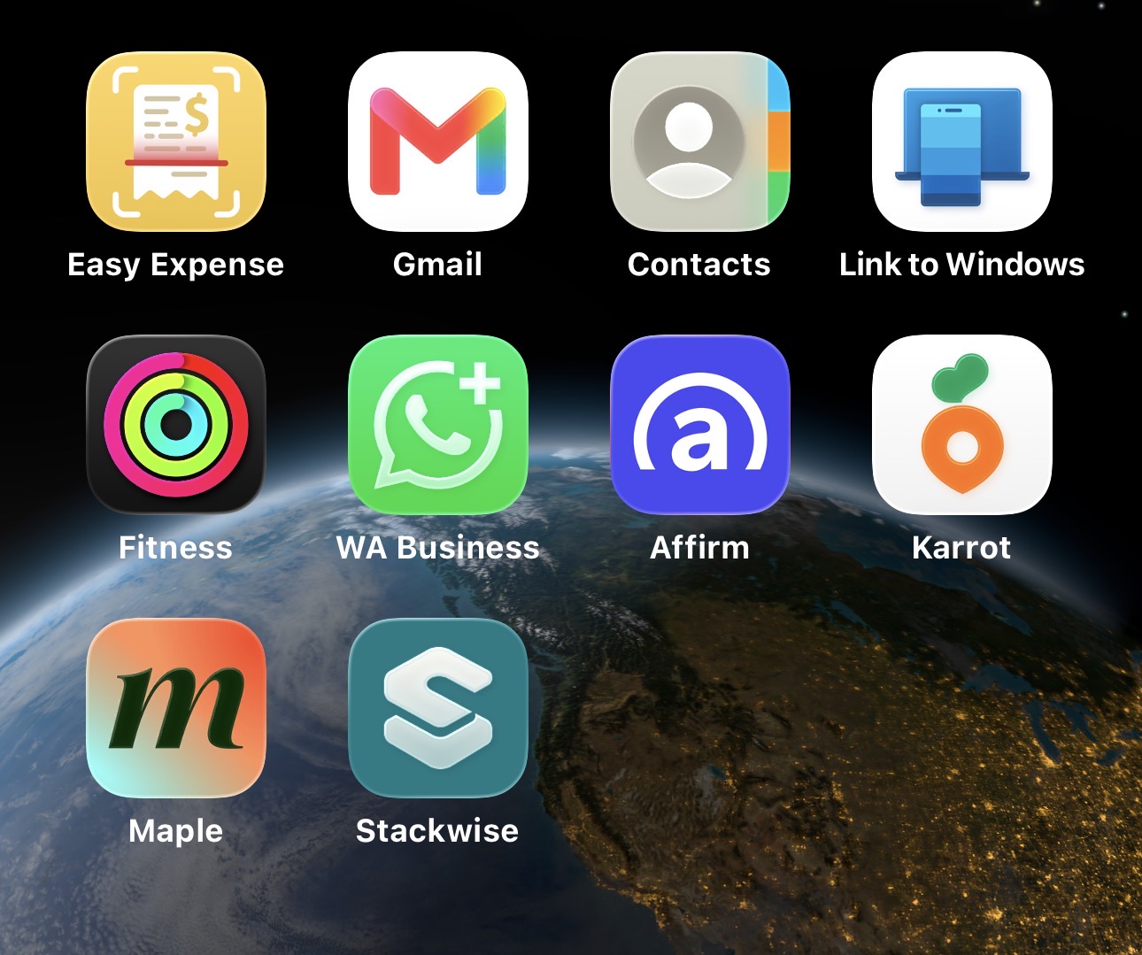 Home screen showing the installed Stackwise app icon